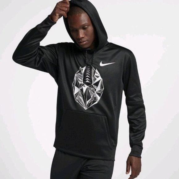 Nike Other - Nike Therma Football Hoodie 905957-010 Black Graphic Pullover Sweater Large Tall